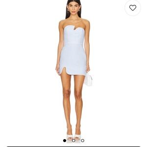 Amanda Uprichard puzzle piece blue  Strapless Dress WORN ONCE size 0